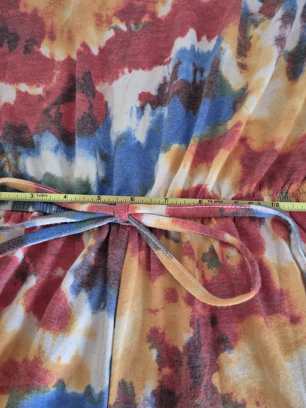 Zenana Outfitters Tie-Dye Short Sleeve Romper in Red, Yellow & Blue - Picture 2 of 5